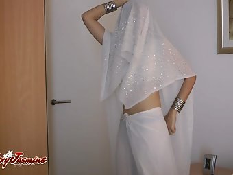 Indian Babe Jasmine In White Sari