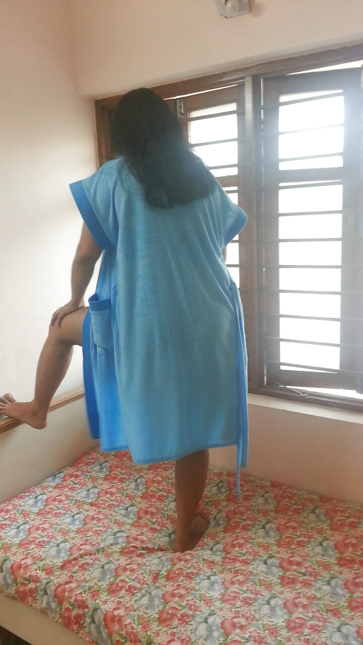 Sexy Indian Aunty Angel In Blue Nighty