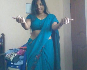 Juicy Indian Wife Blue Sari Stripping 2